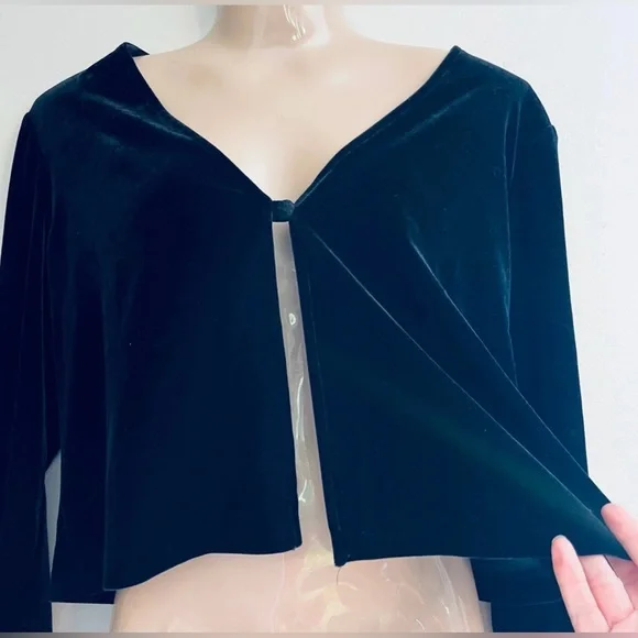 Donna Ricco Black Velvet Long Sleeve Cardigan Sweater SZ10 - Picture 3 of 5